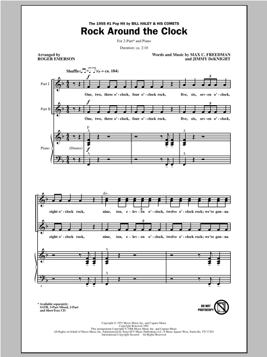 Roger Emerson Rock Around The Clock Sheet Music Notes & Chords for 2-Part Choir - Download or Print PDF