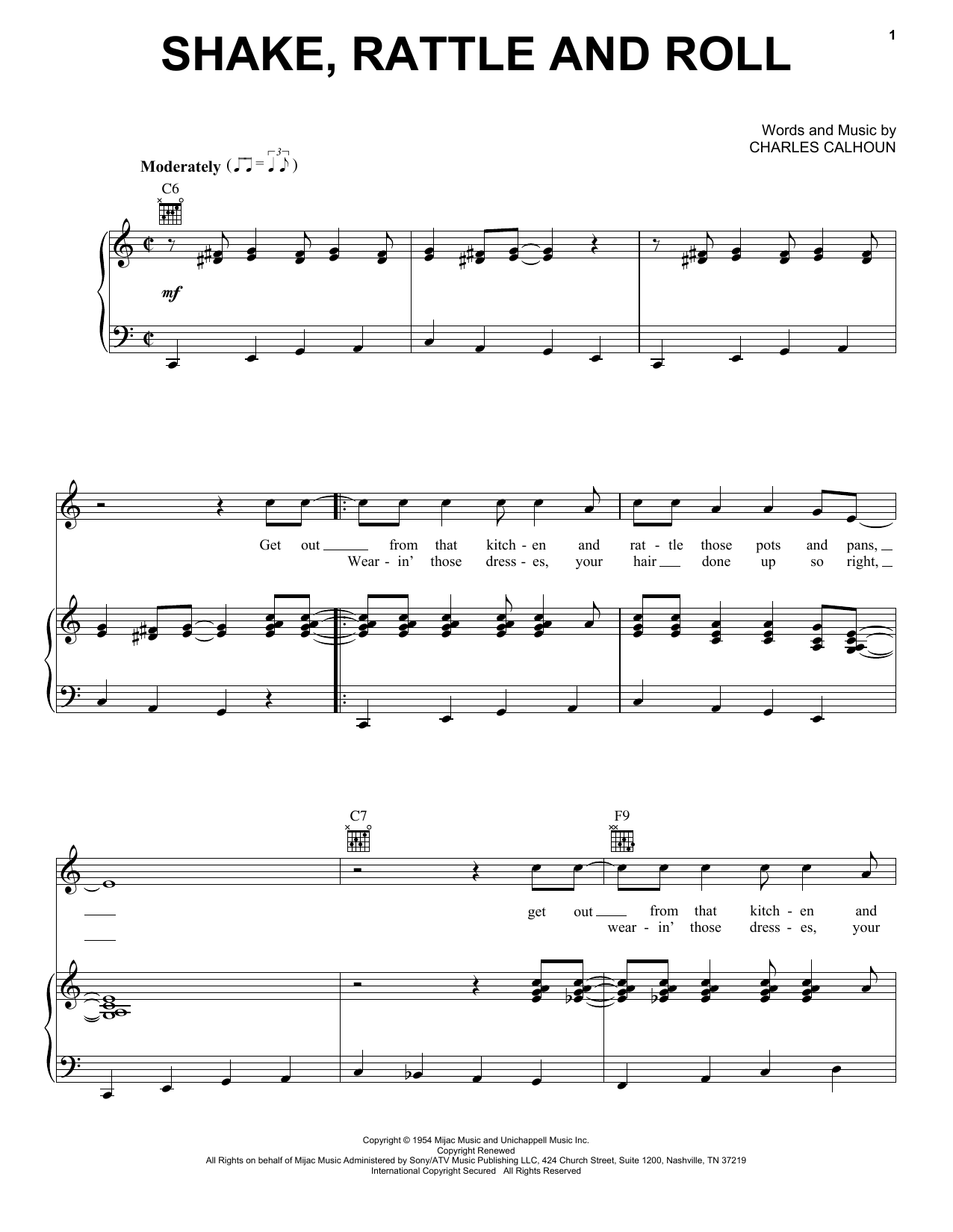 Bill Haley Shake, Rattle And Roll Sheet Music Notes & Chords for Lyrics & Chords - Download or Print PDF