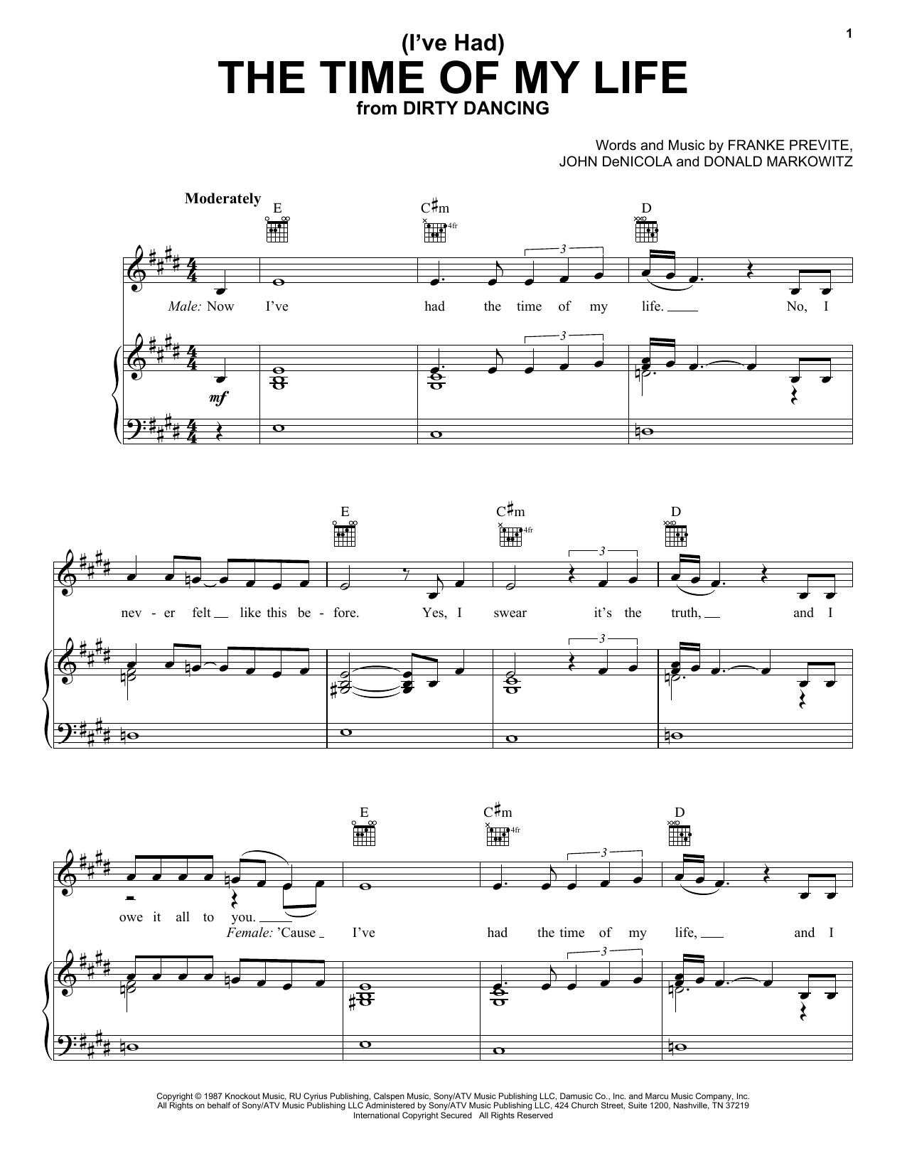 Bill Medley & Jennifer Warnes (I've Had) The Time Of My Life Sheet Music Notes & Chords for Violin - Download or Print PDF