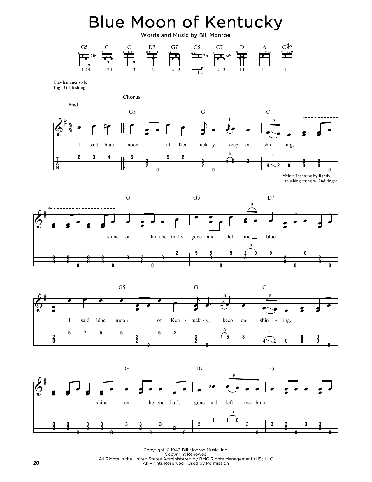Bill Monroe Blue Moon Of Kentucky (arr. Jim Schustedt) Sheet Music Notes & Chords for Ukulele - Download or Print PDF Bill Monroe Blue Moon Of Kentucky (arr. Jim Schustedt) Sheet Music Notes & Chords for Ukulele - Download or Print PDF