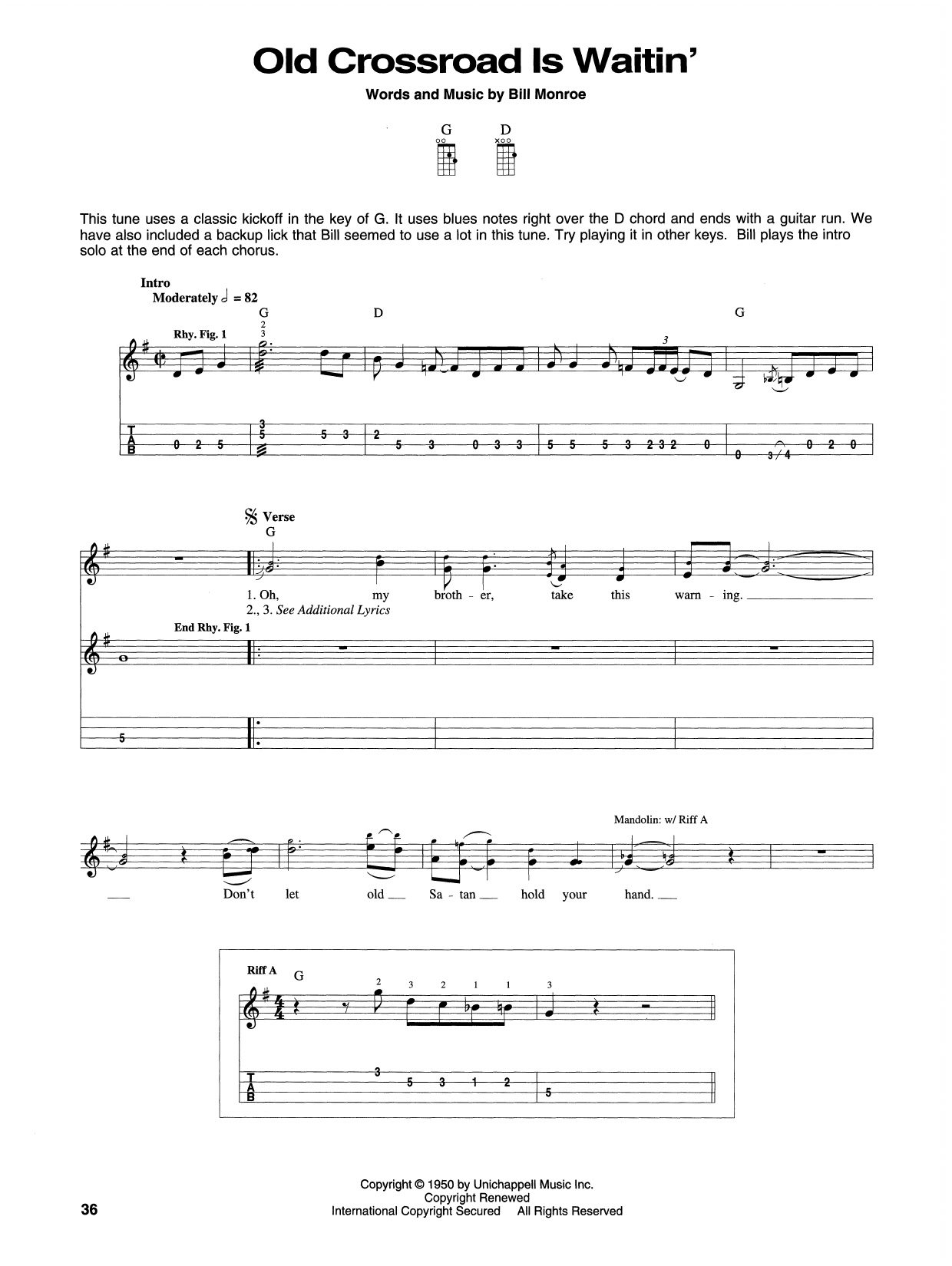 Bill Monroe Old Crossroad Is Waitin' Sheet Music Notes & Chords for Real Book – Melody, Lyrics & Chords - Download or Print PDF