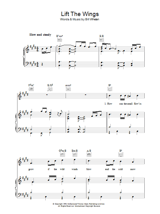 Bill Whelan Lift The Wings (from Riverdance) Sheet Music Notes & Chords for Piano, Vocal & Guitar (Right-Hand Melody) - Download or Print PDF