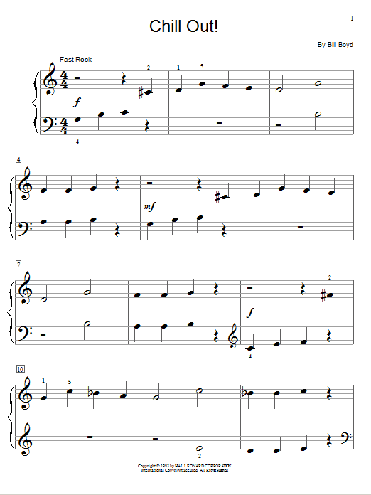 Preview Bill Boyd Chill Out! Rock sheet music, notes and chords for Educational Piano, SKU: 74964 Chill Out! sheet music