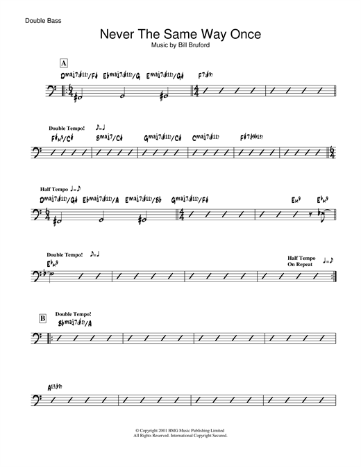 Preview Bill Bruford Never The Same Way Once Rock sheet music, notes and chords for Tenor Saxophone, SKU: 19068 sheet music, piano notes, chords, guitar tabs, score, transpose, transcribe, how to play, guide, download, learn, tutorial, progression, song, artist, awards, billboard, mtv, vh1, tour, single, album, release