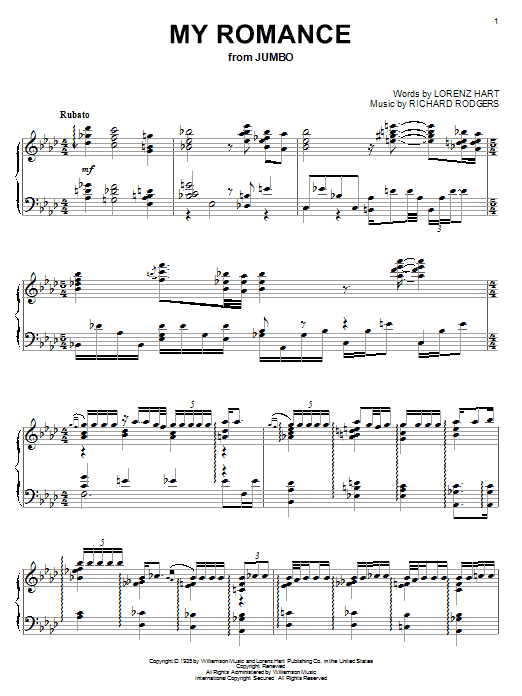 Preview Bill Evans My Romance Pop sheet music, notes and chords for Piano, SKU: 31513 My Romance sheet music