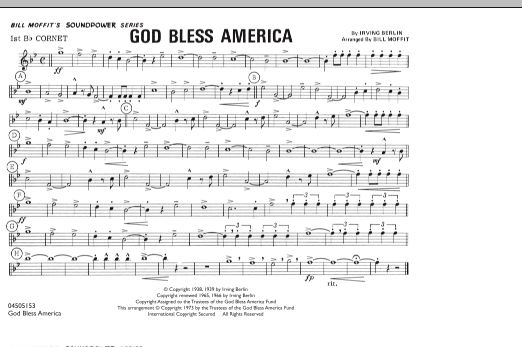 Bill Moffit God Bless America 1st Bb Cornet Sheet Music Download Pdf Score 282896 Cymbals, piano, first violins, second violins, violas, violoncellos, double basses / 1 pdf.
