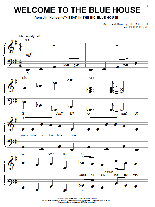 Welcome To The Blue House sheet music