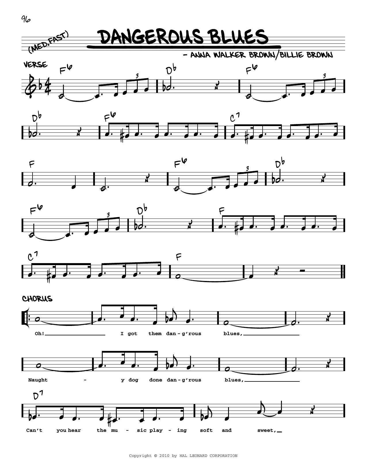 Billie Brown Dangerous Blues (arr. Robert Rawlins) Sheet Music Notes & Chords for Real Book – Melody, Lyrics & Chords - Download or Print PDF