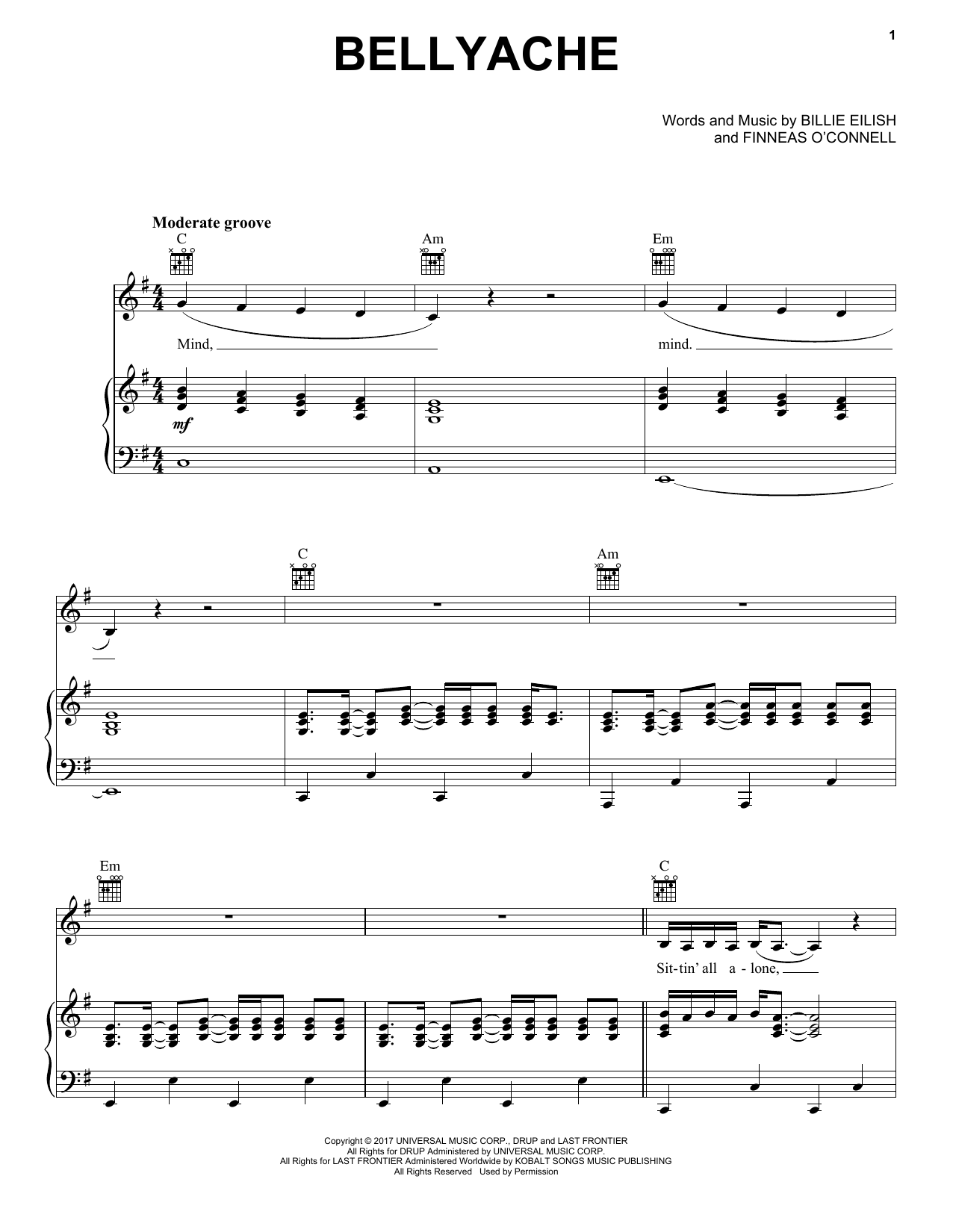 Billie Eilish bellyache Sheet Music Notes & Chords for Ukulele - Download or Print PDF