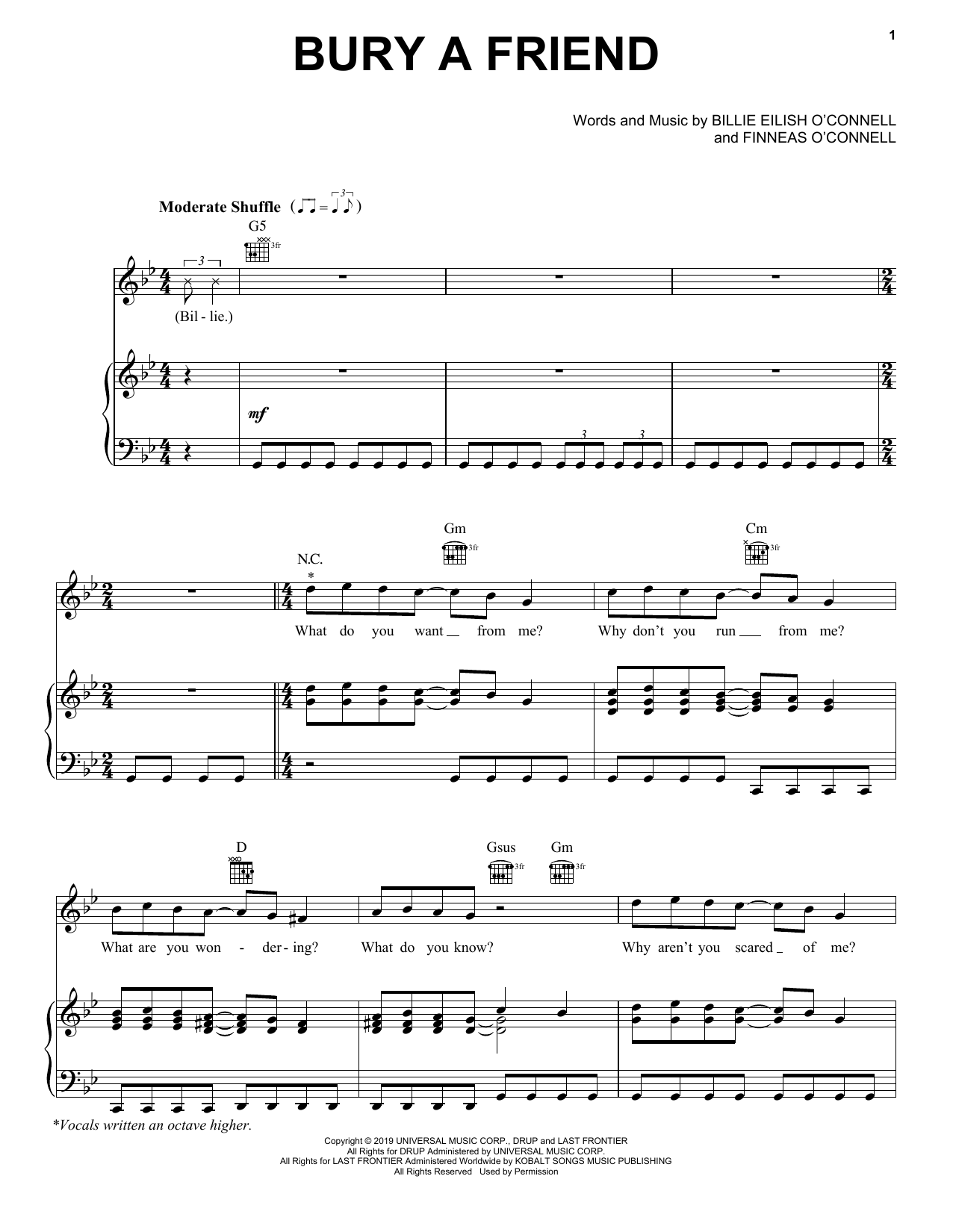 Billie Eilish bury a friend Sheet Music Notes & Chords for Easy Piano - Download or Print PDF