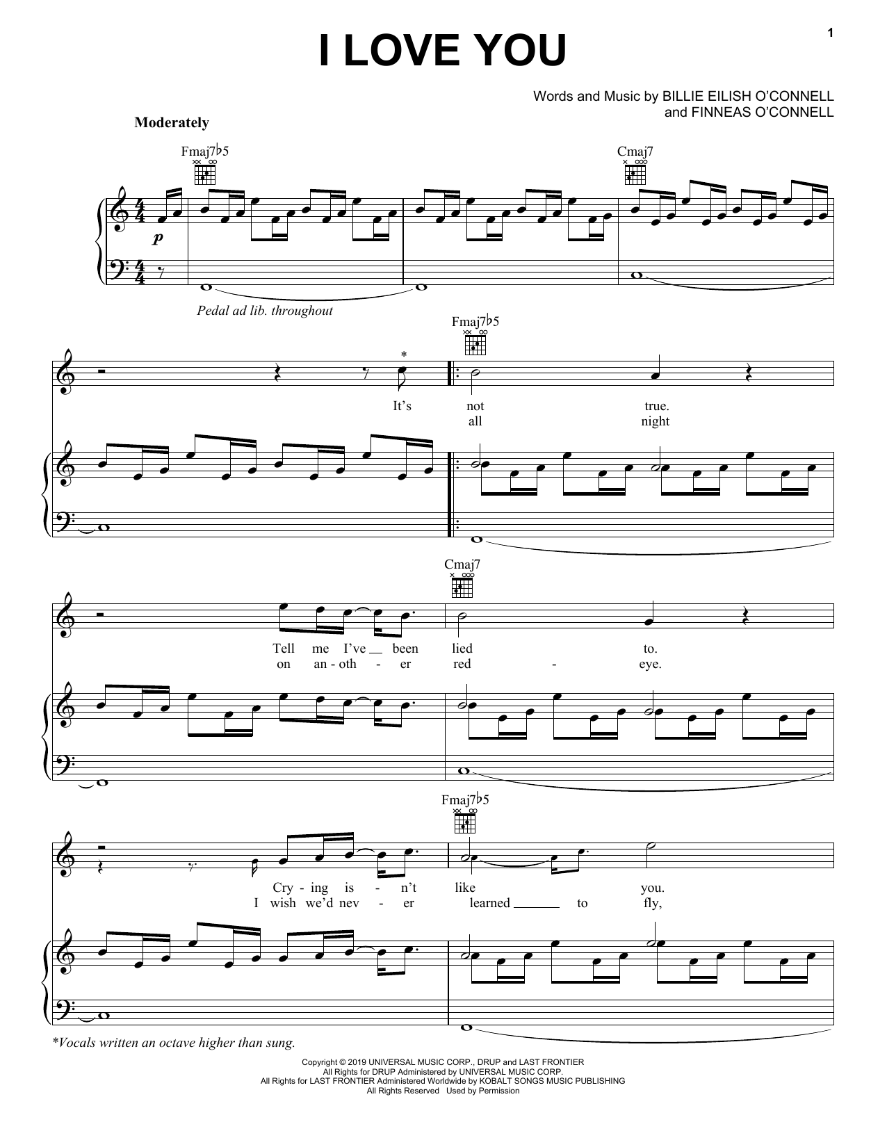 Billie Eilish i love you Sheet Music Notes & Chords for Really Easy Guitar - Download or Print PDF