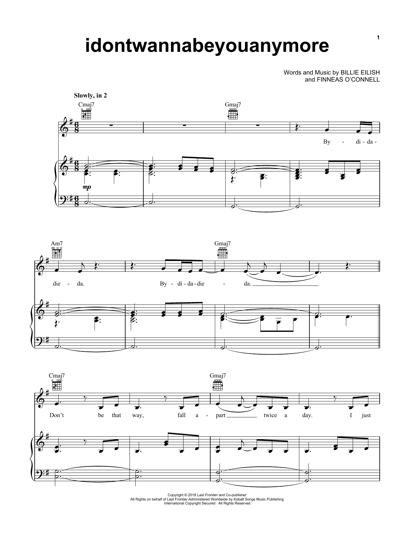 Billie Eilish idontwannabeyouanymore Sheet Music Notes & Chords for Really Easy Guitar - Download or Print PDF