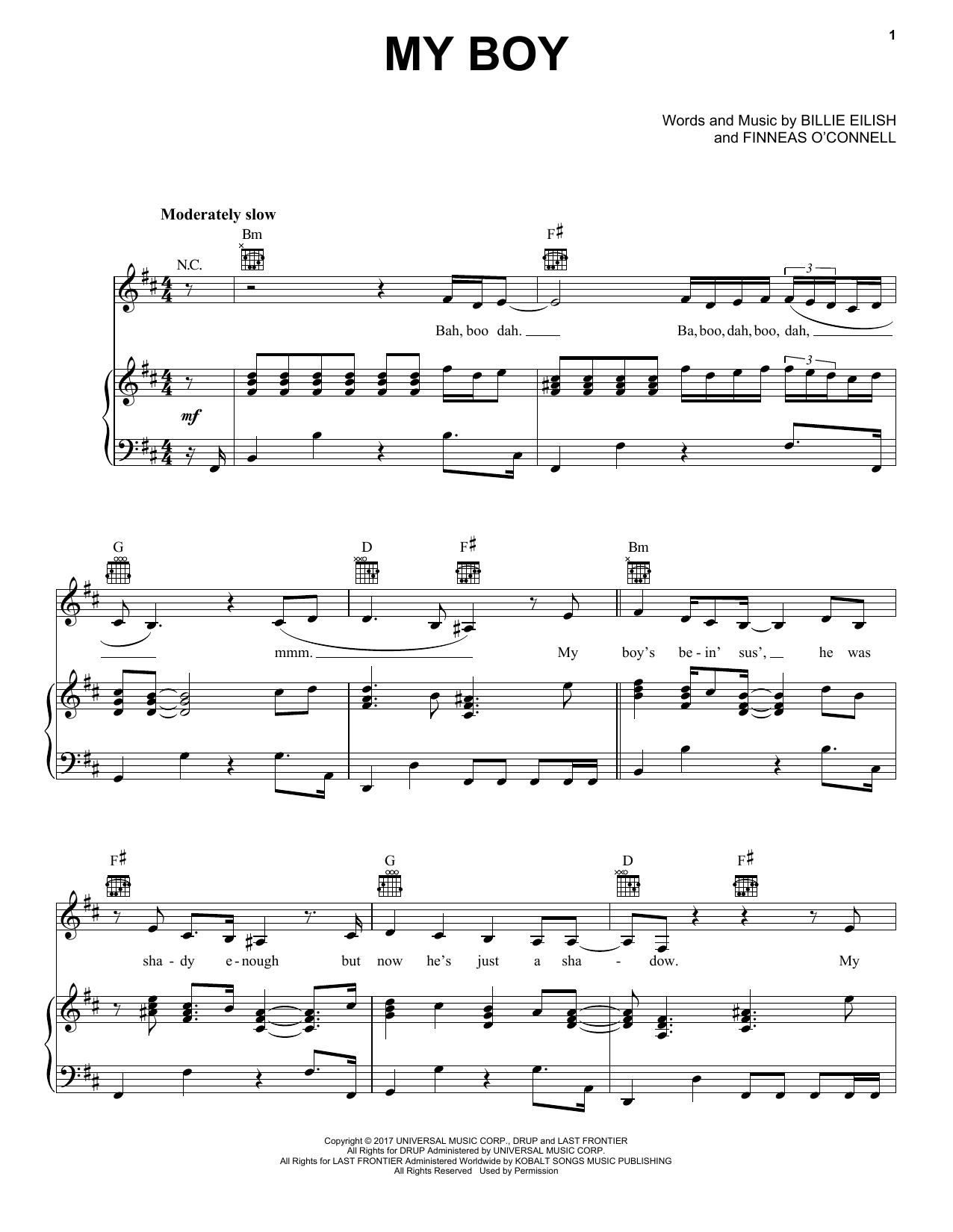 Billie Eilish my boy Sheet Music Notes & Chords for Easy Piano - Download or Print PDF