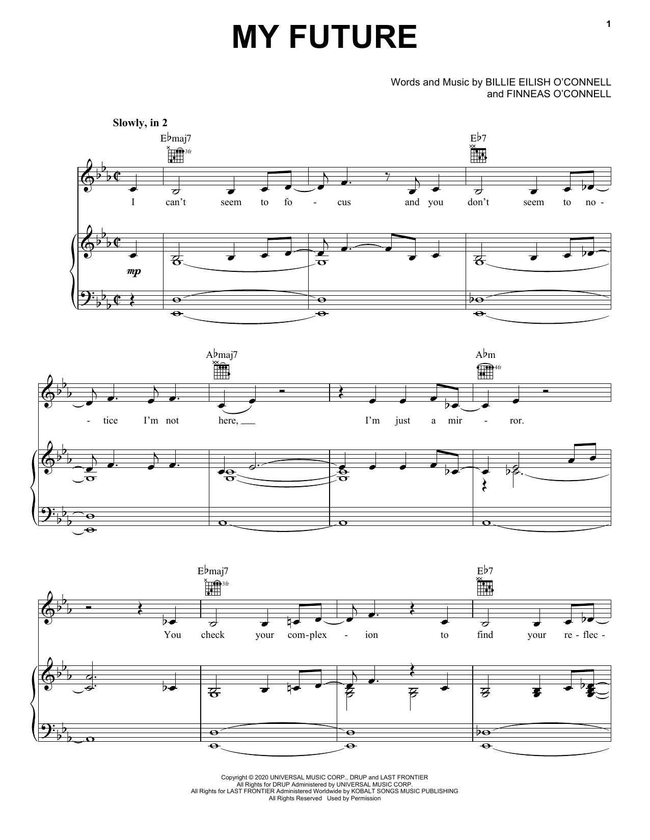 Billie Eilish my future Sheet Music Notes & Chords for Easy Piano - Download or Print PDF