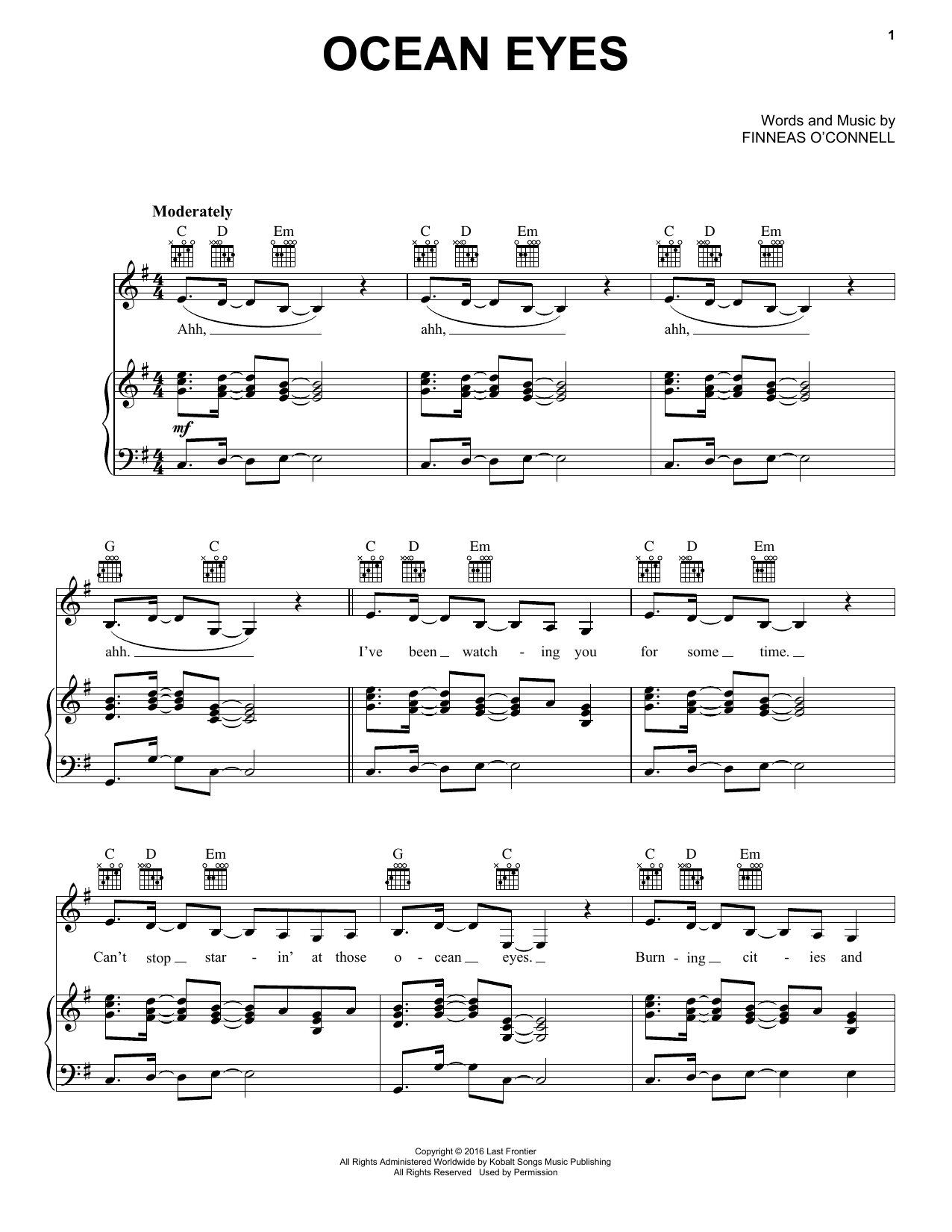 Billie Eilish ocean eyes Sheet Music Notes & Chords for Cello Solo - Download or Print PDF