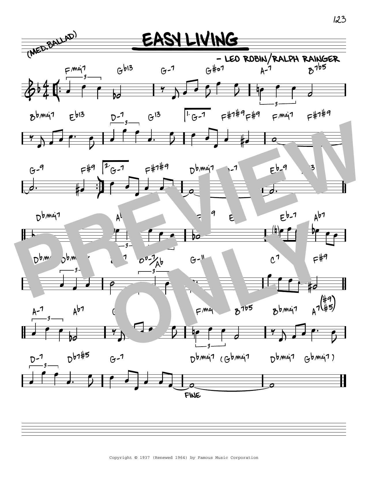 Billie Holiday Easy Living [Reharmonized version] (arr. Jack Grassel) Sheet Music Notes & Chords for Real Book – Melody & Chords - Download or Print PDF