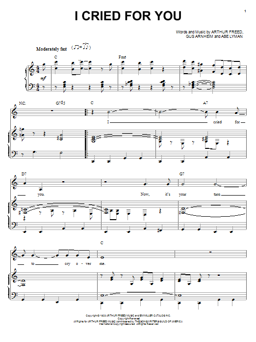 Billie Holiday I Cried For You Sheet Music Notes & Chords for Piano & Vocal - Download or Print PDF