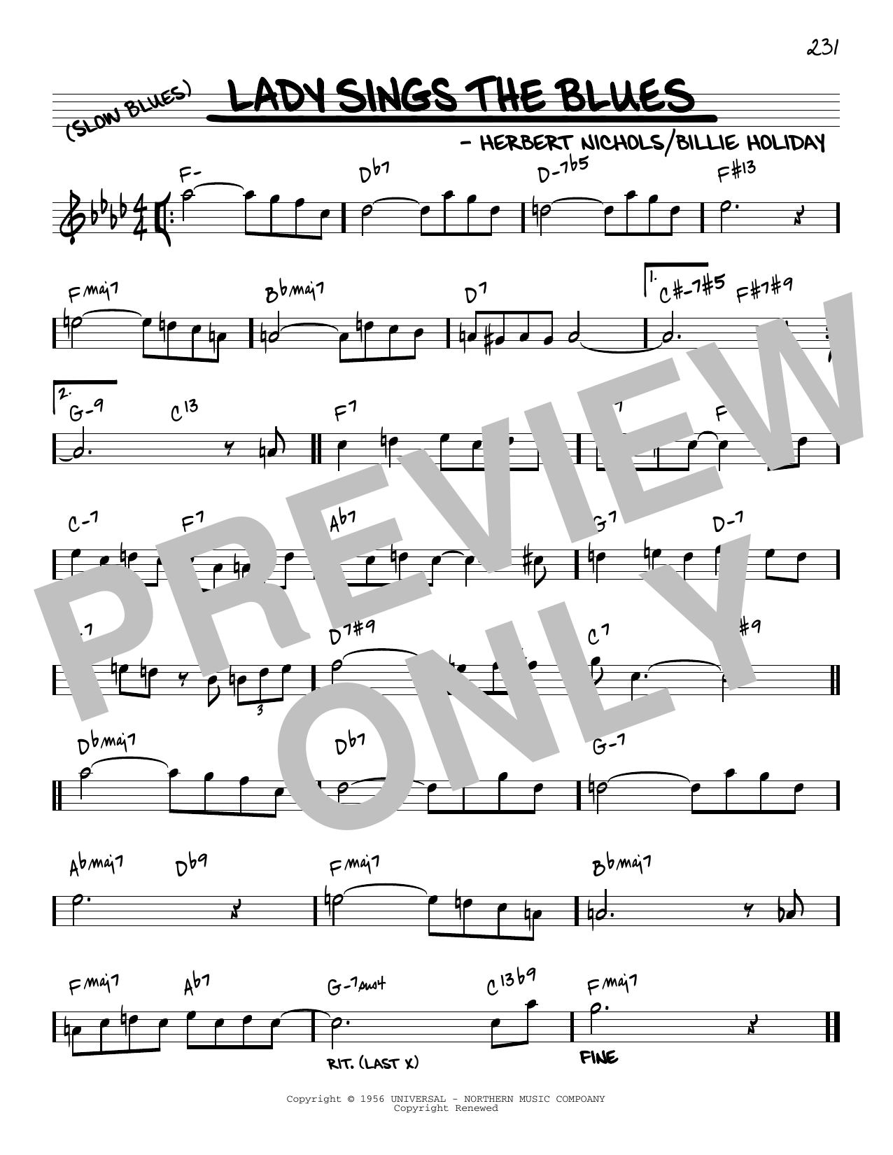 Billie Holiday Lady Sings The Blues [Reharmonized version] (arr. Jack Grassel) Sheet Music Notes & Chords for Real Book – Melody & Chords - Download or Print PDF