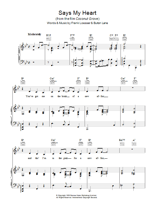 Billie Holiday Says My Heart Sheet Music Notes & Chords for Piano, Vocal & Guitar (Right-Hand Melody) - Download or Print PDF