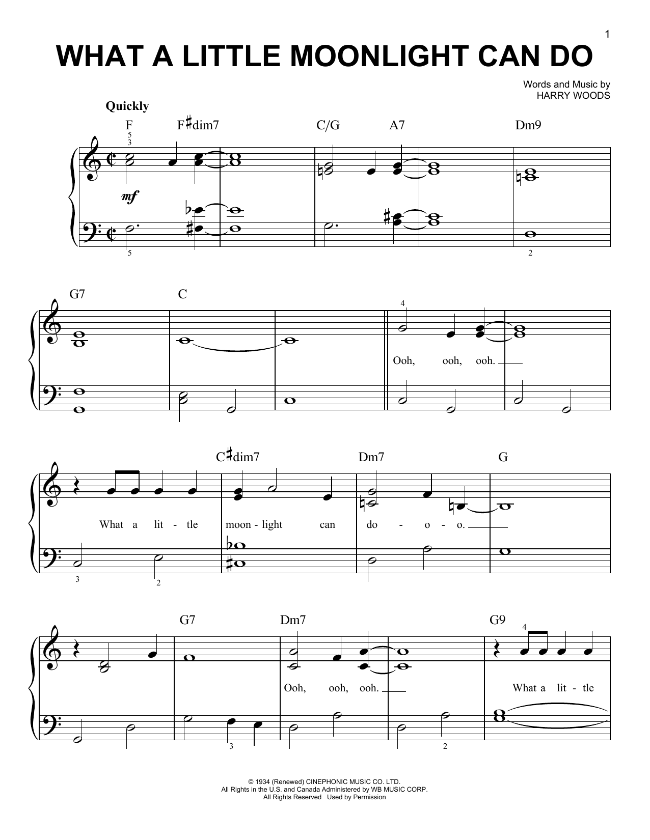 Billie Holiday What A Little Moonlight Can Do Sheet Music Notes & Chords for Easy Piano - Download or Print PDF