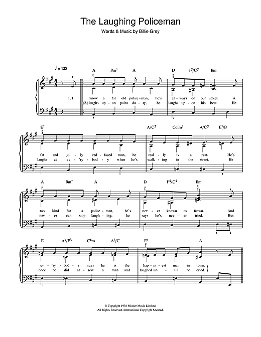Billie Grey The Laughing Policeman Sheet Music Notes & Chords for Easy Piano - Download or Print PDF
