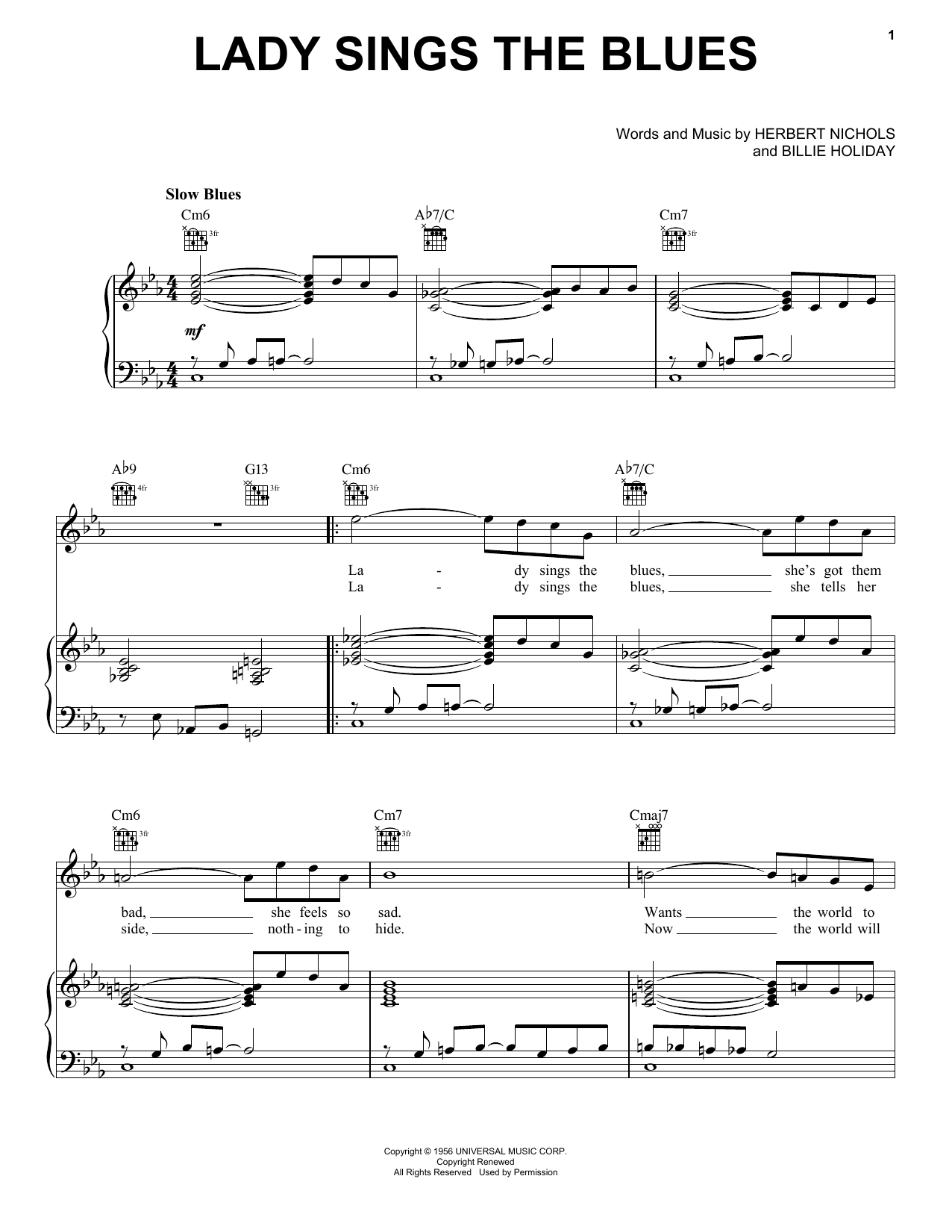 Preview Billie Holiday Lady Sings The Blues Jazz sheet music, notes and chords for Real Book - Melody, Lyrics & Chords - C Instruments, SKU: 61079 Lady Sings The Blues sheet music