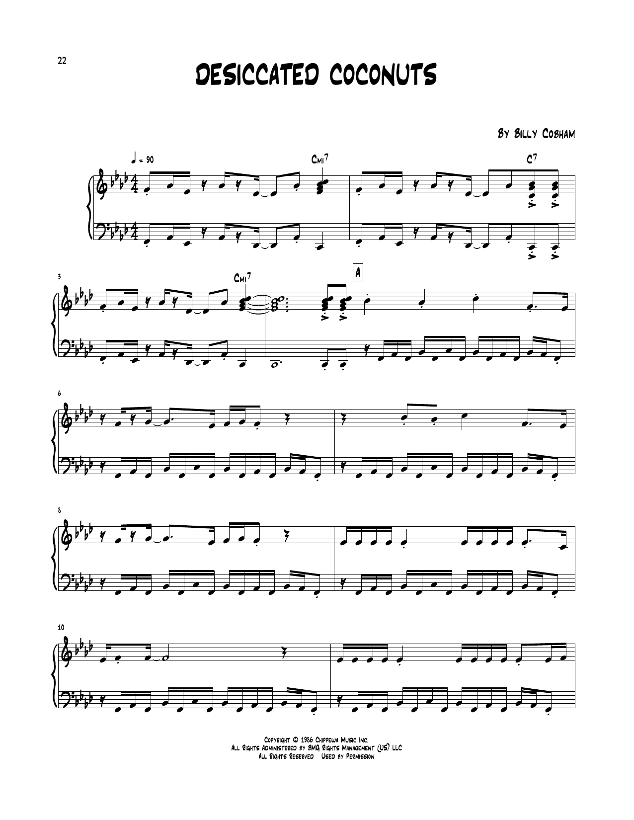 Billy Cobham Desiccated Coconuts Sheet Music Notes & Chords for Piano Transcription - Download or Print PDF