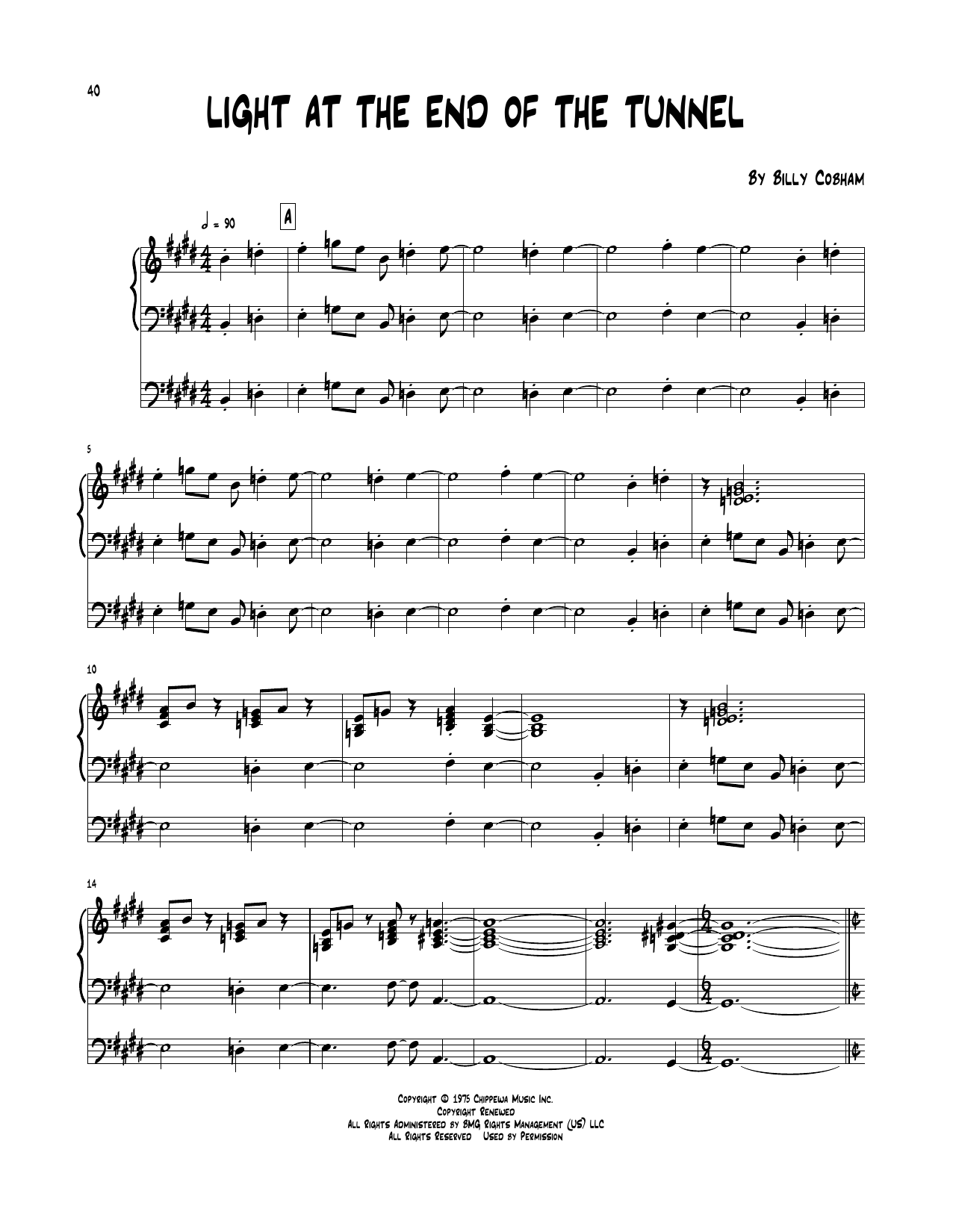 Billy Cobham Light At The End Of The Tunnel Sheet Music Notes & Chords for Piano Transcription - Download or Print PDF