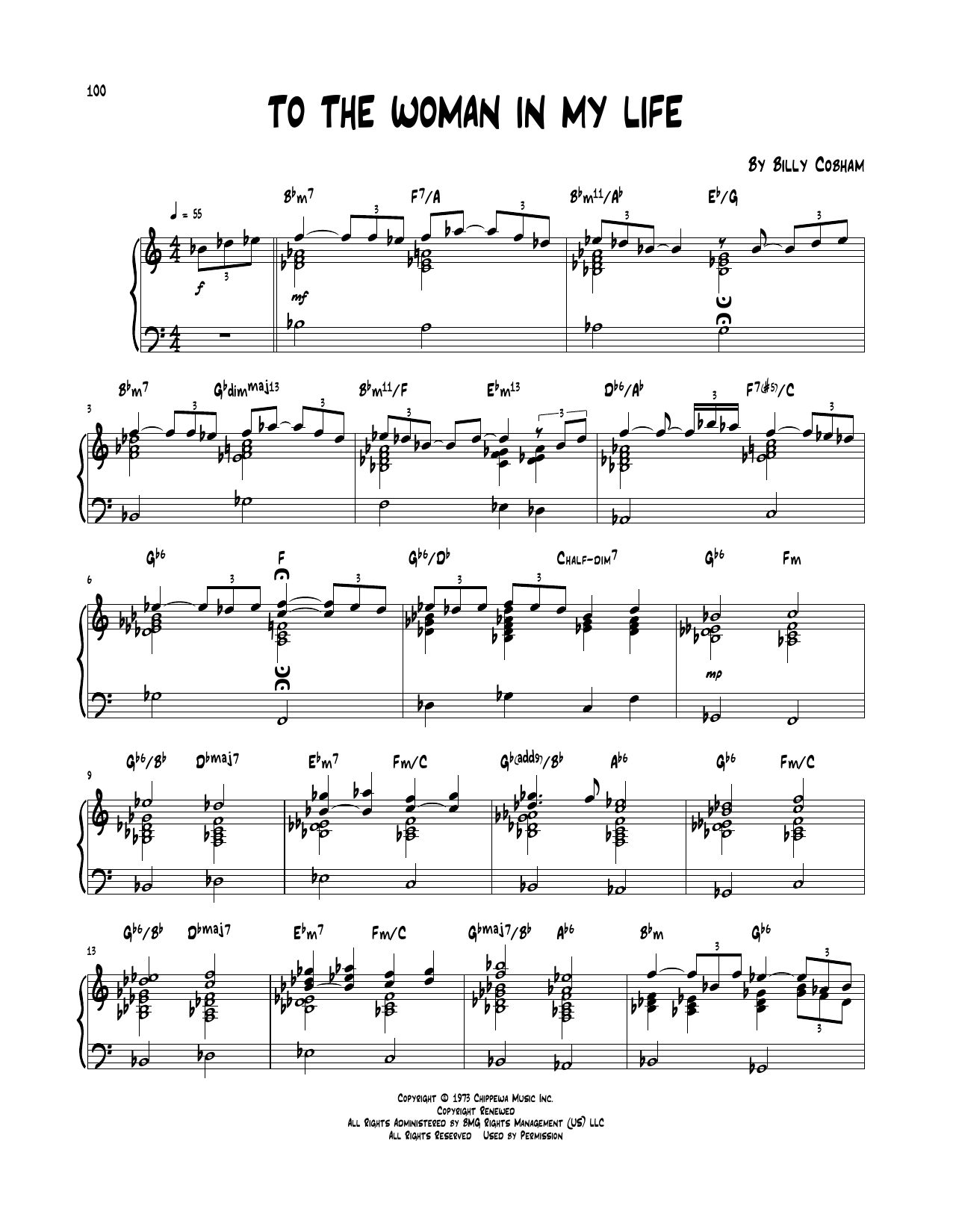Billy Cobham To The Woman In My Life Sheet Music Notes & Chords for Piano Transcription - Download or Print PDF