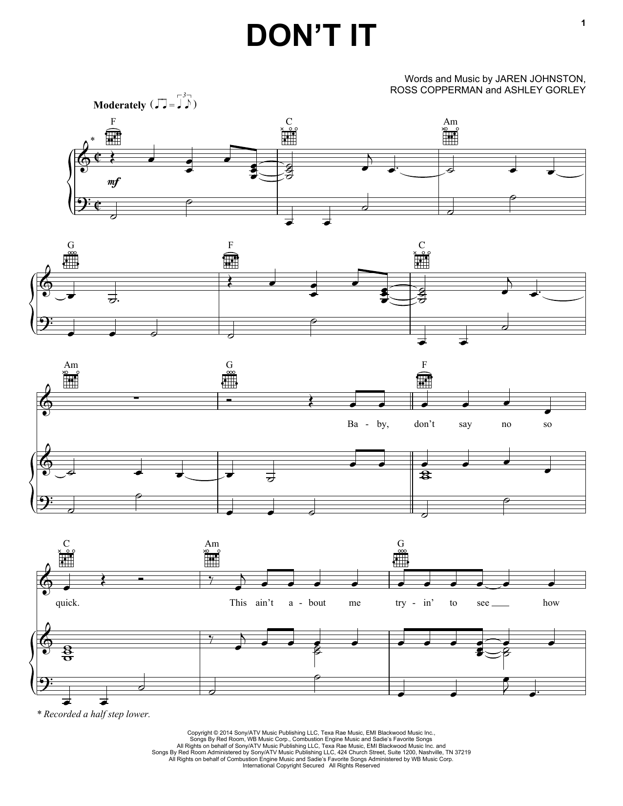 Billy Currington Don't It Sheet Music Notes & Chords for Piano, Vocal & Guitar (Right-Hand Melody) - Download or Print PDF