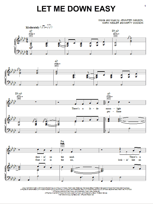 Billy Currington Let Me Down Easy Sheet Music Notes & Chords for Piano, Vocal & Guitar (Right-Hand Melody) - Download or Print PDF Billy Currington Let Me Down Easy Sheet Music Notes & Chords for Piano, Vocal & Guitar (Right-Hand Melody) - Download or Print PDF