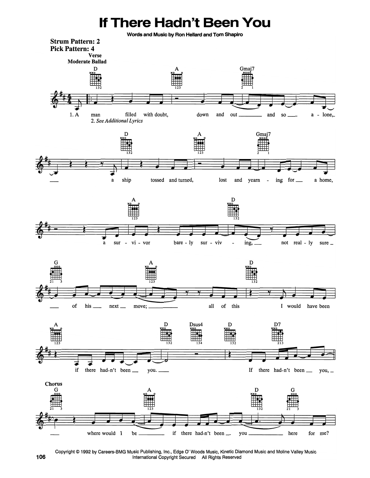 Billy Dean If There Hadn't Been You Sheet Music Notes & Chords for Easy Guitar - Download or Print PDF