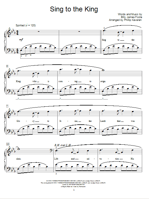 Billy Foote Sing To The King Sheet Music Notes & Chords for Educational Piano - Download or Print PDF Billy Foote Sing To The King Sheet Music Notes & Chords for Educational Piano - Download or Print PDF
