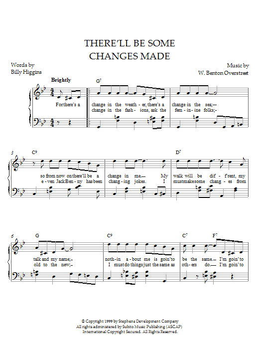 Billy Higgins There'll Be Some Changes Made Sheet Music Notes & Chords for Real Book - Melody & Chords - Bass Clef Instruments - Download or Print PDF