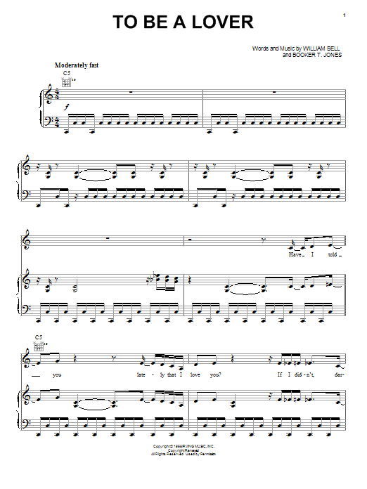 Billy Idol To Be A Lover Sheet Music Notes & Chords for Piano, Vocal & Guitar (Right-Hand Melody) - Download or Print PDF