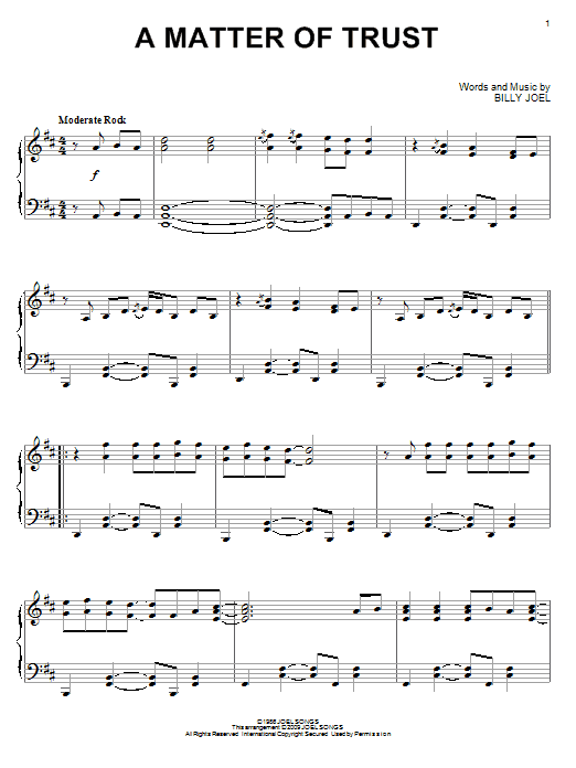 Billy Joel A Matter Of Trust Sheet Music Notes & Chords for Lyrics & Chords - Download or Print PDF