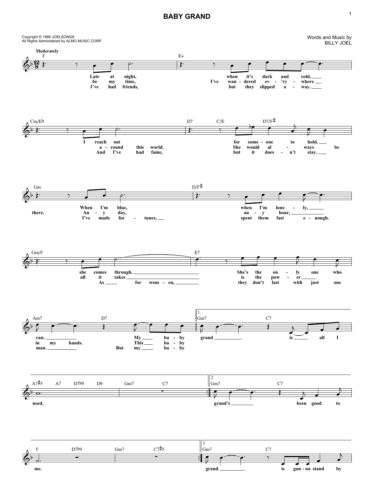 Billy Joel and Ray Charles Baby Grand Sheet Music Notes & Chords for Lead Sheet / Fake Book - Download or Print PDF