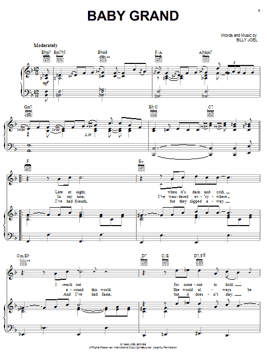 Billy Joel Baby Grand Sheet Music Notes & Chords for Lyrics & Chords - Download or Print PDF
