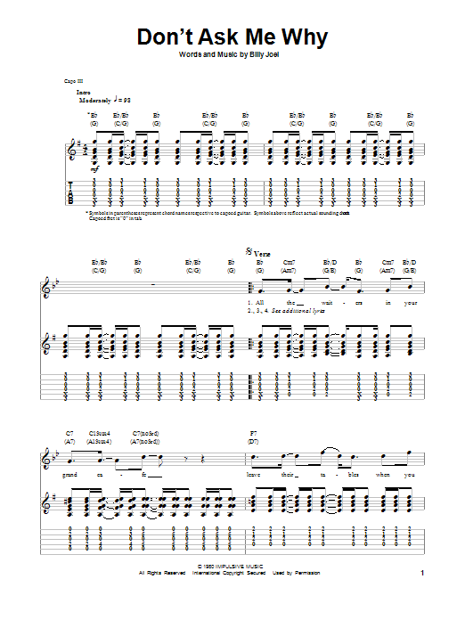 Billy Joel Don't Ask Me Why Sheet Music Notes & Chords for Super Easy Piano - Download or Print PDF