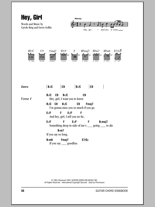 Billy Joel Hey, Girl Sheet Music Notes & Chords for Melody Line, Lyrics & Chords - Download or Print PDF