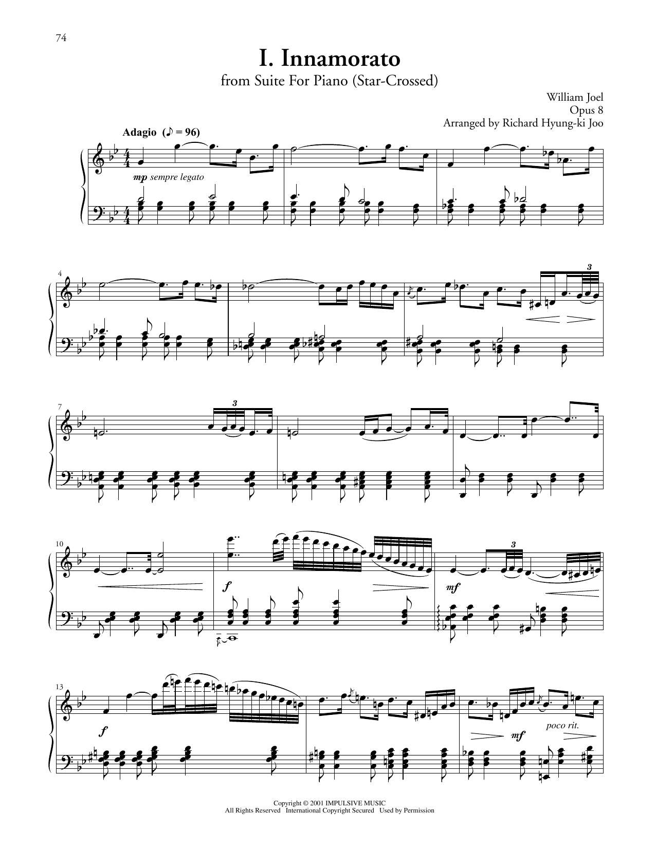 Billy Joel Innamorato From Suite For Piano Sheet Music Notes & Chords for Piano Solo - Download or Print PDF
