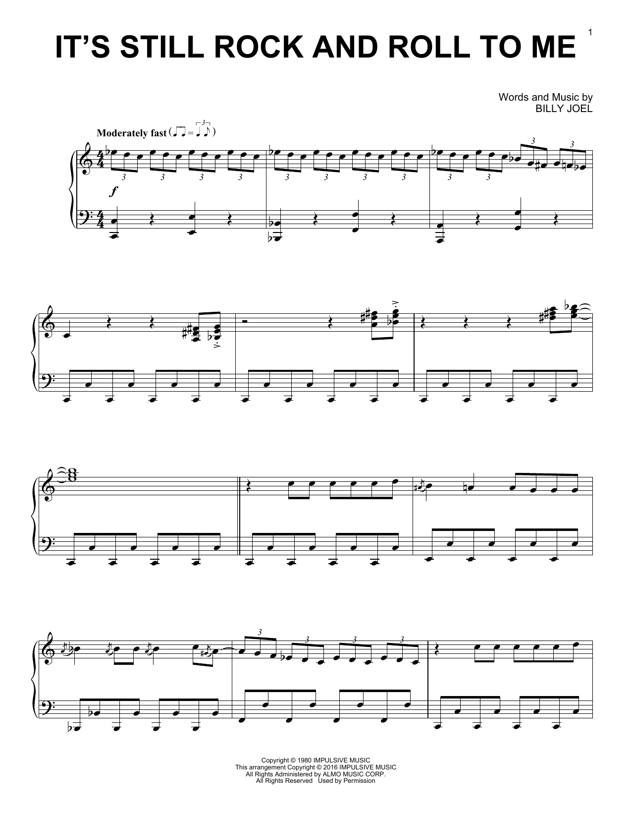 Billy Joel It's Still Rock And Roll To Me [Jazz version] Sheet Music Notes & Chords for Piano - Download or Print PDF