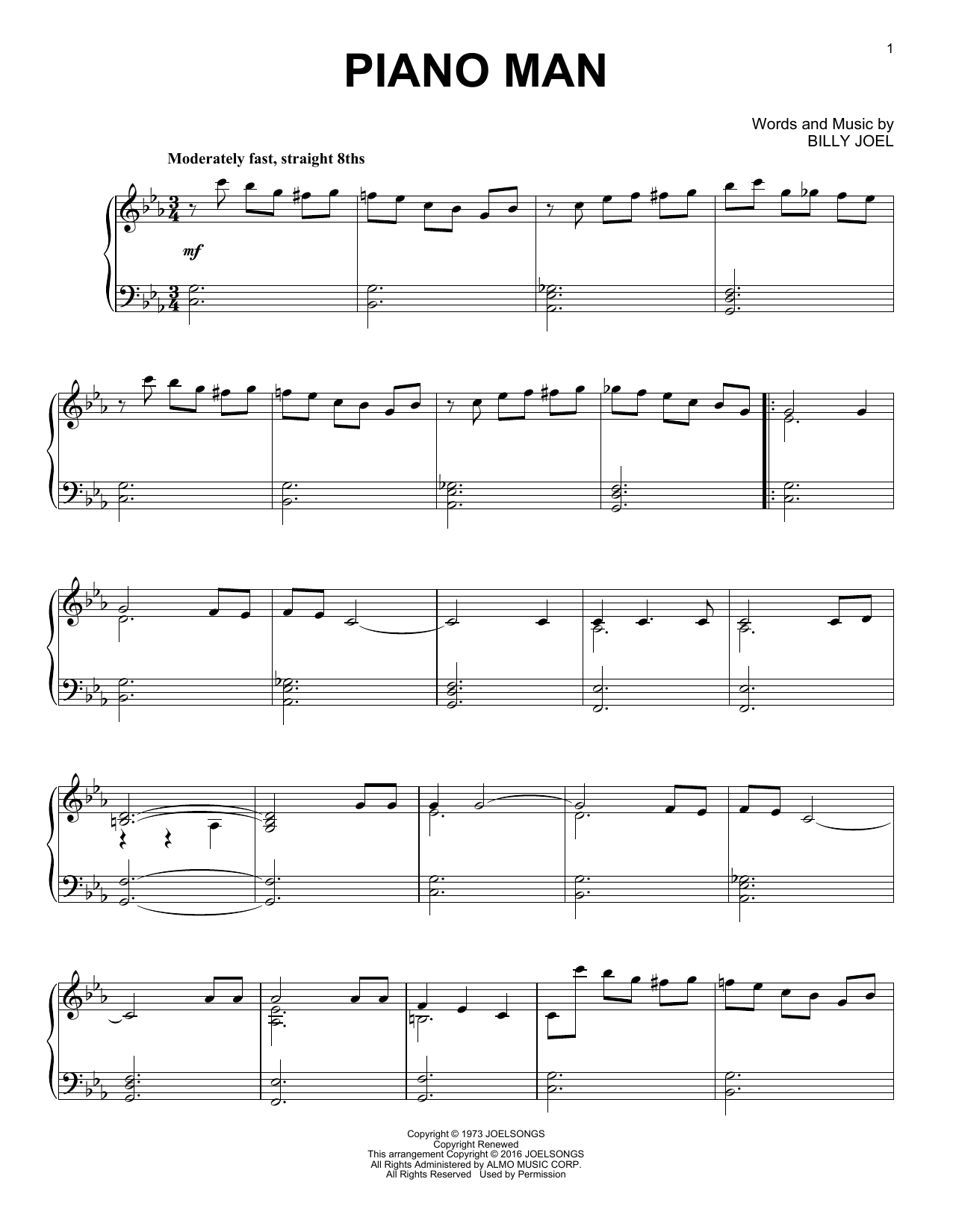 Billy Joel Piano Man [Jazz version] Sheet Music Notes & Chords for Piano - Download or Print PDF