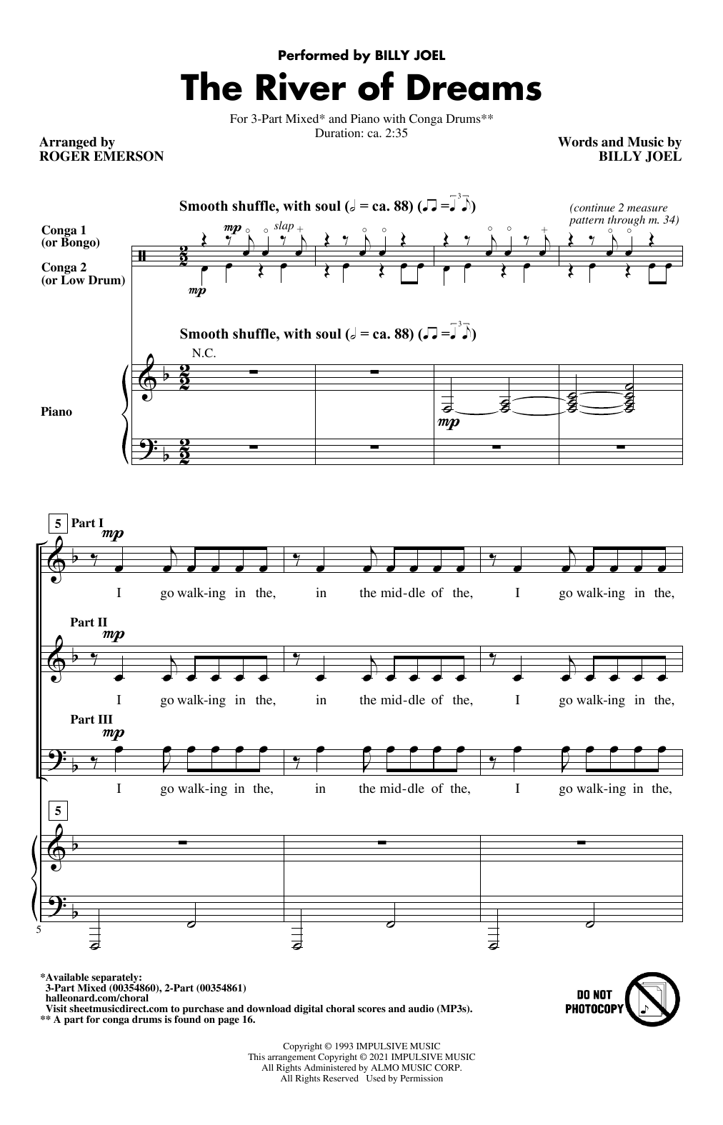 Billy Joel The River Of Dreams (arr. Roger Emerson) Sheet Music Notes & Chords for 2-Part Choir - Download or Print PDF