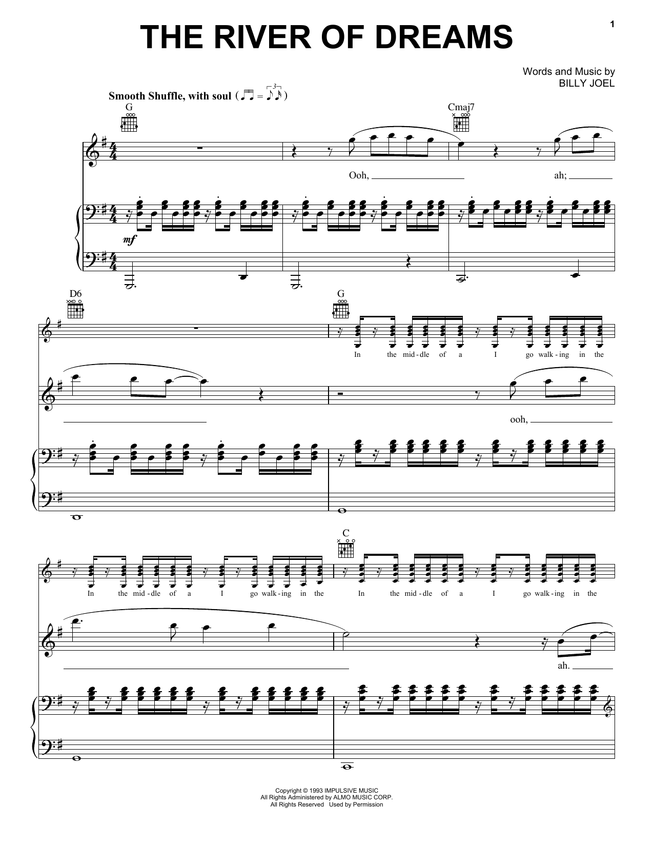 Billy Joel The River Of Dreams Sheet Music Notes & Chords for Lyrics & Piano Chords - Download or Print PDF