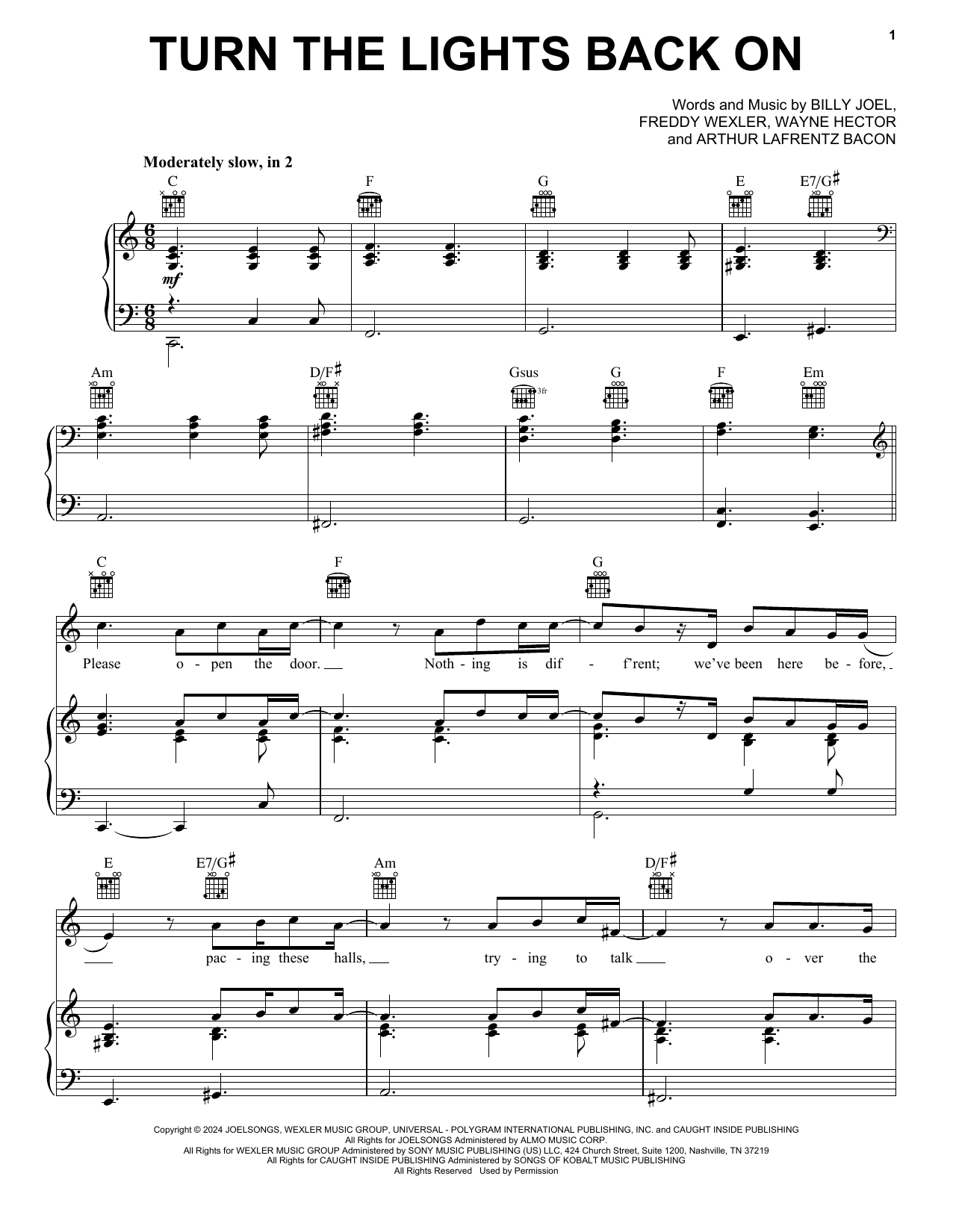 Billy Joel Turn The Lights Back On Sheet Music Notes & Chords for Super Easy Piano - Download or Print PDF