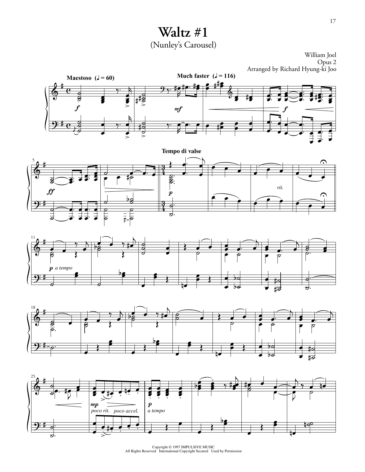 Billy Joel Waltz #1 (Nunley's Carousel) Sheet Music Notes & Chords for Piano Solo - Download or Print PDF Billy Joel Waltz #1 (Nunley's Carousel) Sheet Music Notes & Chords for Piano Solo - Download or Print PDF