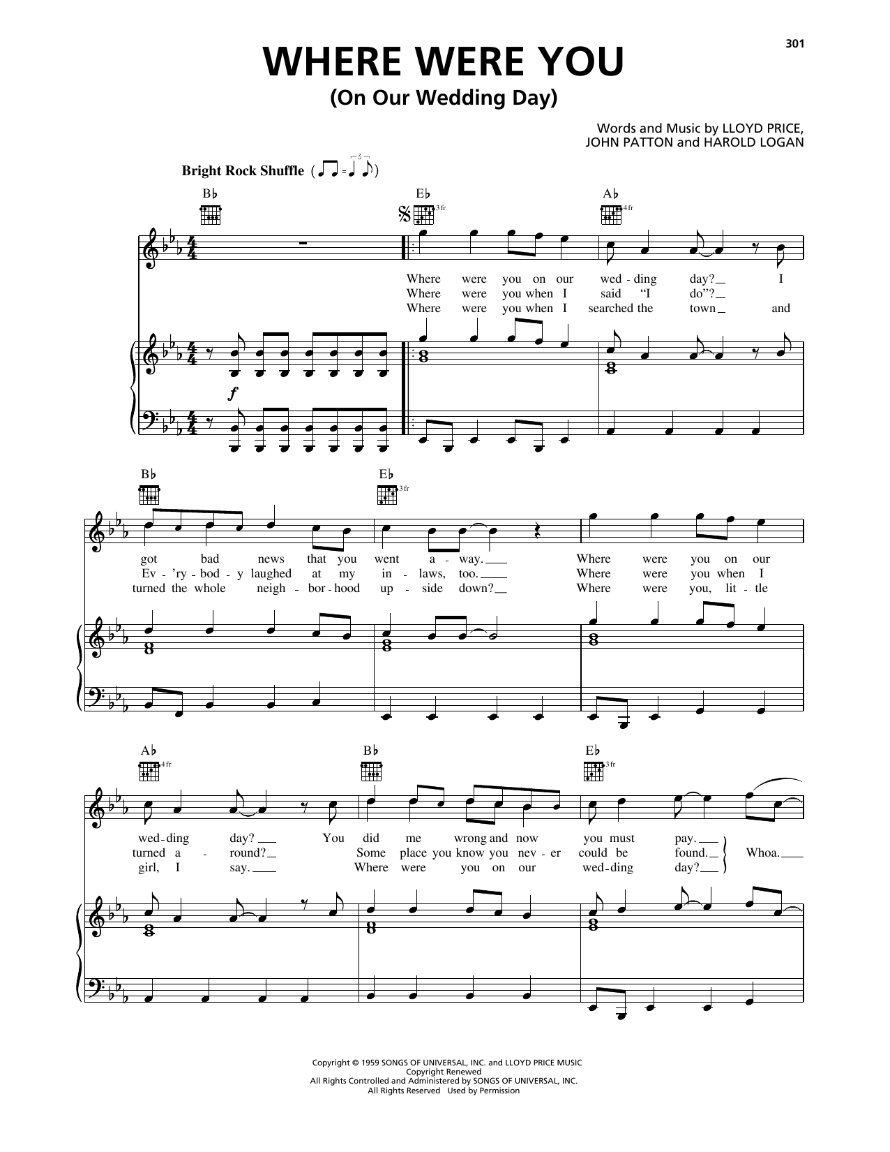 Billy Joel Where Were You (On Our Wedding Day) Sheet Music Notes & Chords for Piano, Vocal & Guitar Chords (Right-Hand Melody) - Download or Print PDF