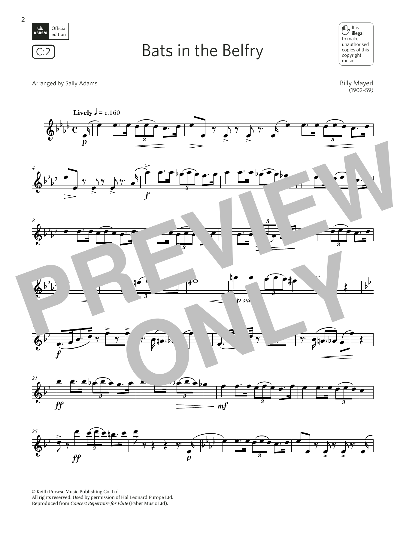Billy Mayerl Bats in the Belfry (Grade 6 List C1 from the ABRSM Flute syllabus from 2022) Sheet Music Notes & Chords for Flute Solo - Download or Print PDF