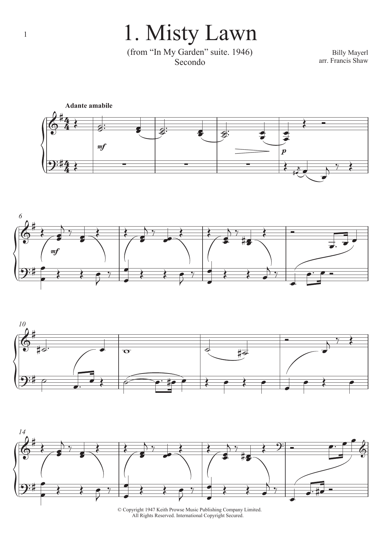 Billy Mayerl In My Garden Sheet Music Notes & Chords for Piano Duet - Download or Print PDF